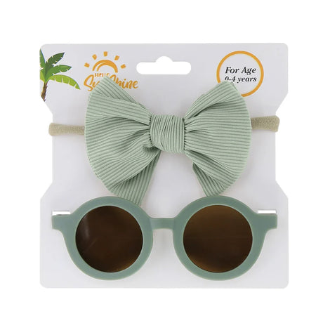 2Pcs/Set Baby Round Sunglasses Children Vintage Sun glasses UV400 Protection Classic Kids Shade Eyewear Summer Hair Accessories