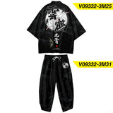 Two-piece Suit Plus Size S-6XL Loose Japanese Cardigan Women Men Cosplay Yukata Clothing Harajuku Samurai Kimono + Pants Sets