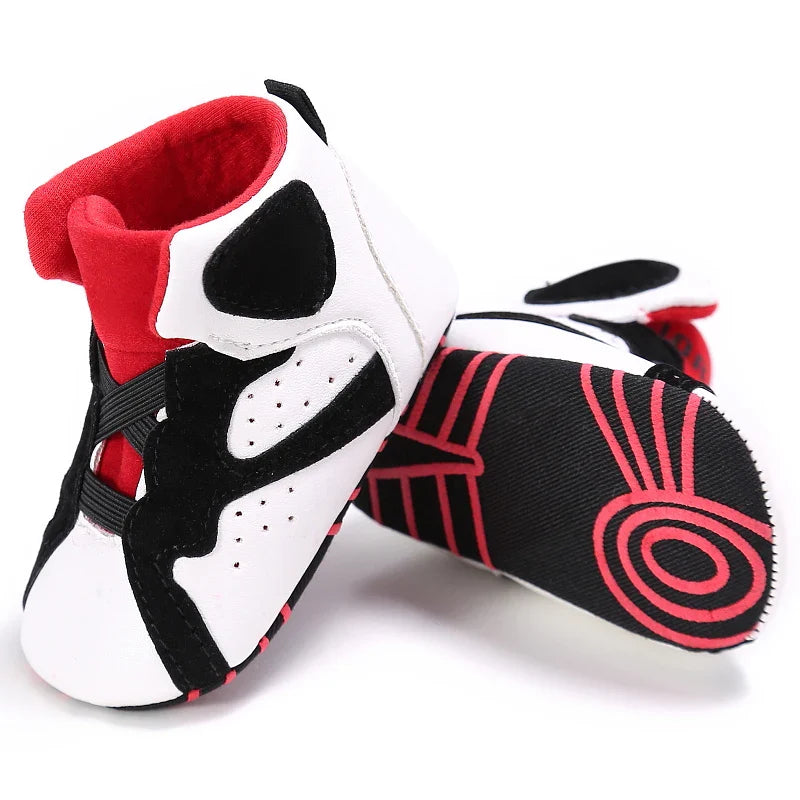 Newborn Boys' Middle top and High top fashion sneakers Boys' and Girls' casual soft cloth bottom anti slip First Walkering shoes