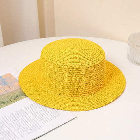 Summer Fashion Versatile Men's Women's Straw Hat Flat Top Fashion Sunscreen Foldable Fedora Beach Tourism Straw Hat Children