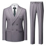 Pure Color Double-breasted Suit Two-piece Men's Fashion Slim Dress Jacket with Pants Wedding, Business Men Sets Red Blue Green