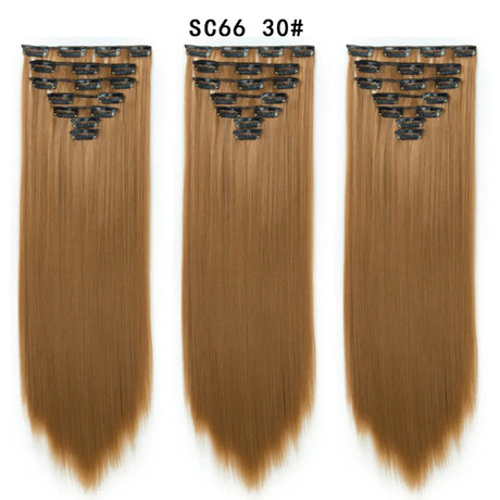 Set Hair Clip In Hair Extensions With Clips Hairpieces Synthetic Extension False/Fake Hair Blonde Eunice Hair Long Hair Pieces