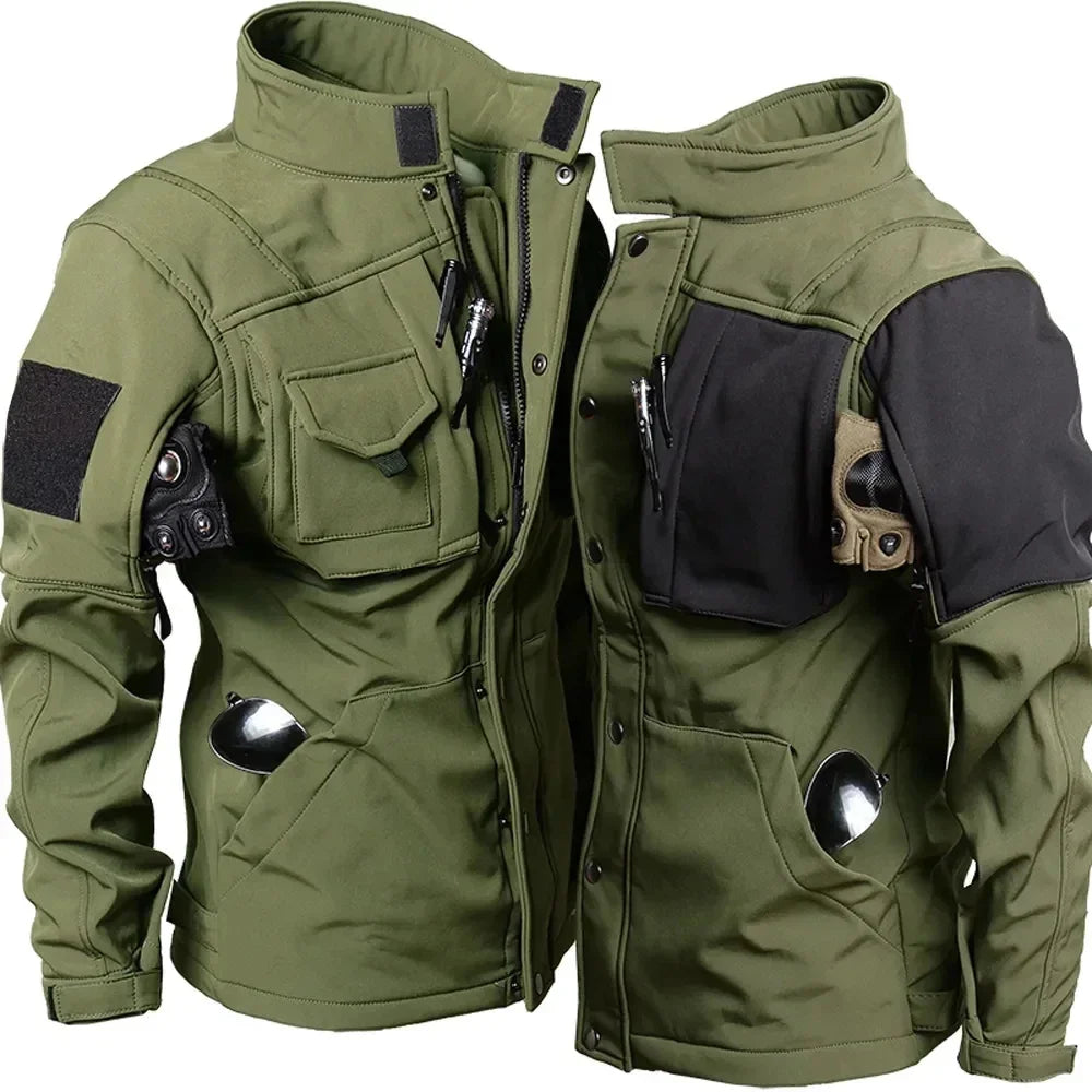 Windproof Waterproof Biker Suit Men Tactical Jacket Pants Sets Winter Shark Skin Military Soft Shell Uniform Warm Fleece Coats