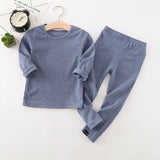 Spring Autumn Fall Winter Boys Girls Kids Cotton Clothes Set Rib Fabric Shirt + Pants Children Loungewear