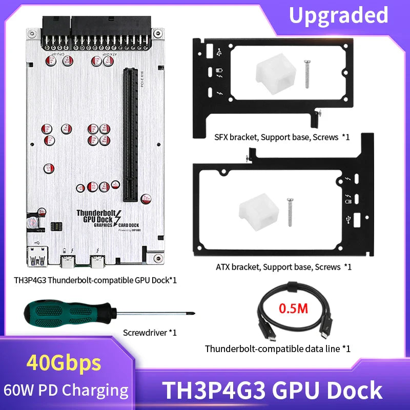 Thunderbolt-compatible GPU Dock TH3P4G3mini Graphics Card USB3.0 Extended PCI-E X16 Interface 60W PD Charging with Bracket