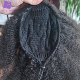 Afro Kinky Curly Human Hair Ponytail for Black Women Drawstring Ponytails Burmese Remy Hair Pony Tail Hair Extensions LUFFY