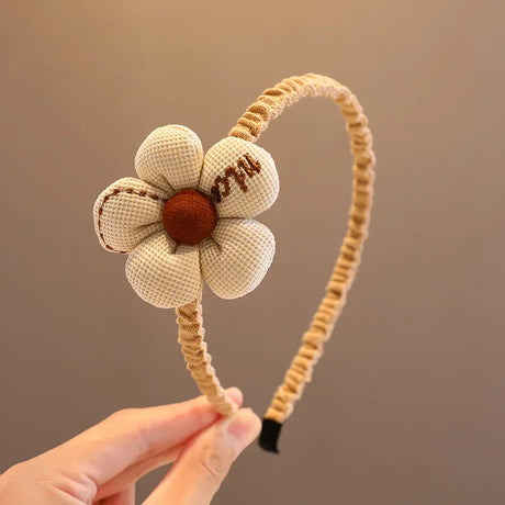 New Children Lovely Coffee Color Cartoon Heart Flower Bow Ornament Headbands Baby Girl Cute Hair Hoop Kids Hair Accessories