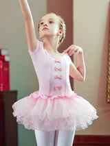 Girl's Elegant Ballet Dress  Short Sleeve Dance Wear Sports Skirt Kids Toddler Gymnastics Practice Dancing  leotardos