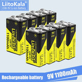 1-16pcs LiitoKala 9V 1100mAh li-ion Rechargeable battery USB 9V Battery for Multimeter Microphone Toy Remote Control KTV use