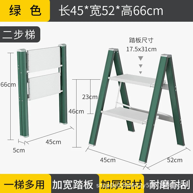 Multi functional folding ladder aluminum alloy high stool kitchen load bearing 300kg step chair widened 3 steps