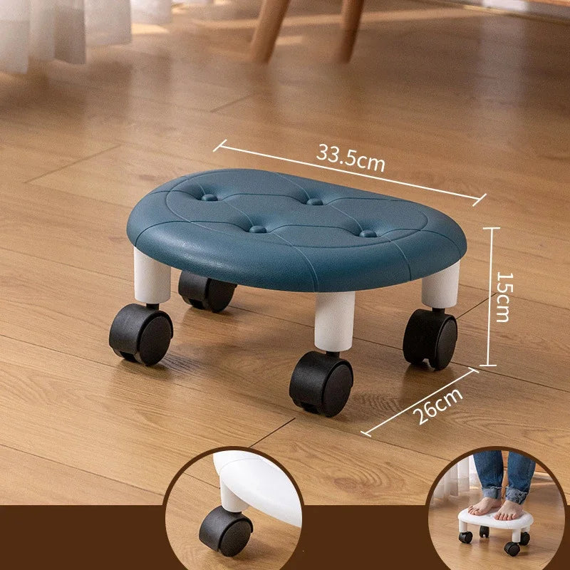 Movable Living Room Low Stool Silent Universal Wheel 360° Rotating Seat Outdoor Camping Picnic Plastic Portable Chair Children