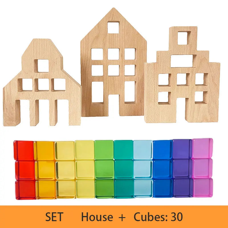 Acrylic Cubes Rainbow Gem Blocks Transparent Stacking Toys Sensory Training Crystal Toys Early Educational Toys for Children