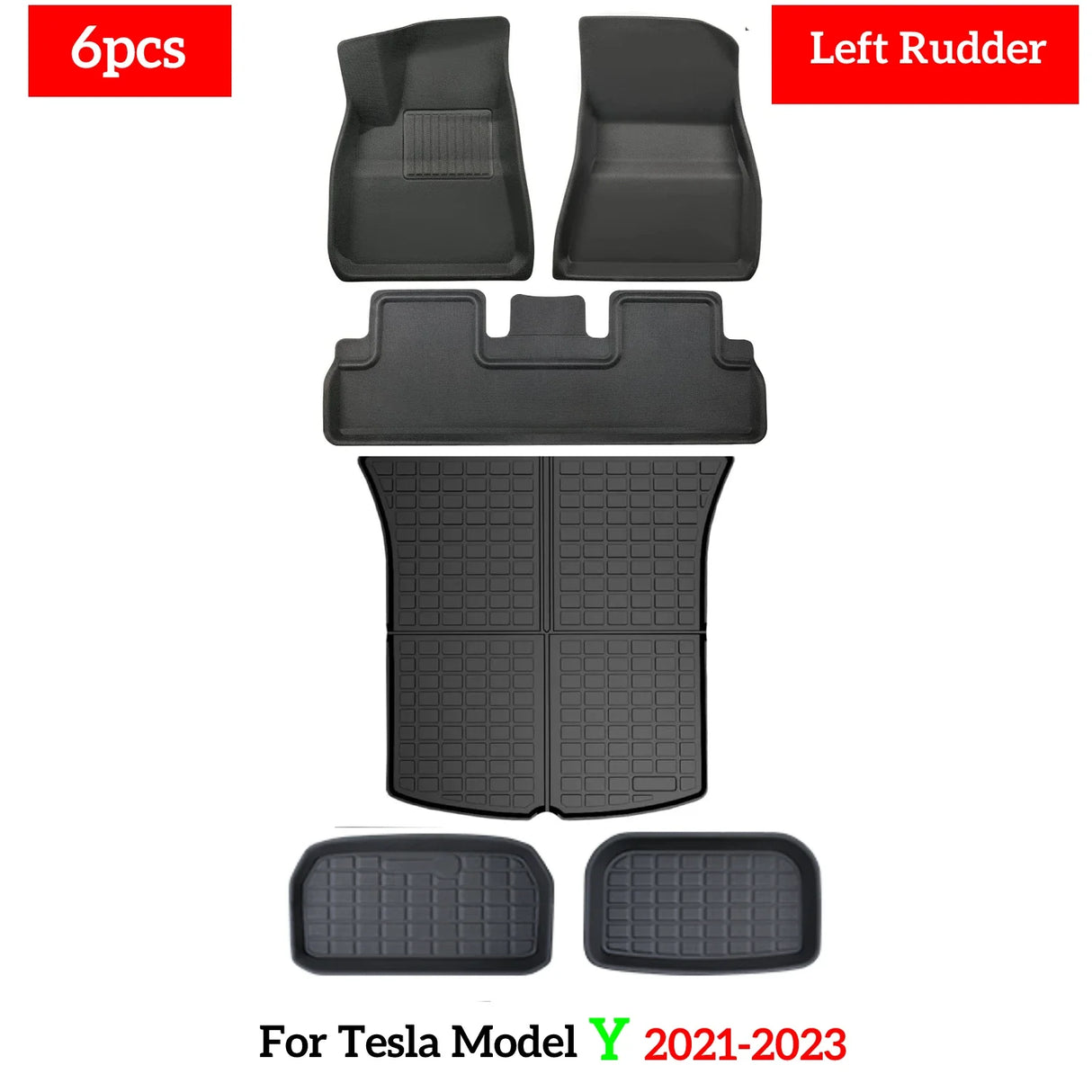 Fits Tesla Model 3 Model Y Floor Mat Luggage Mat Left Hand Drive 2017-2023 Left Right Rudder 4 Seasons Waterproof 3D Floor Liner