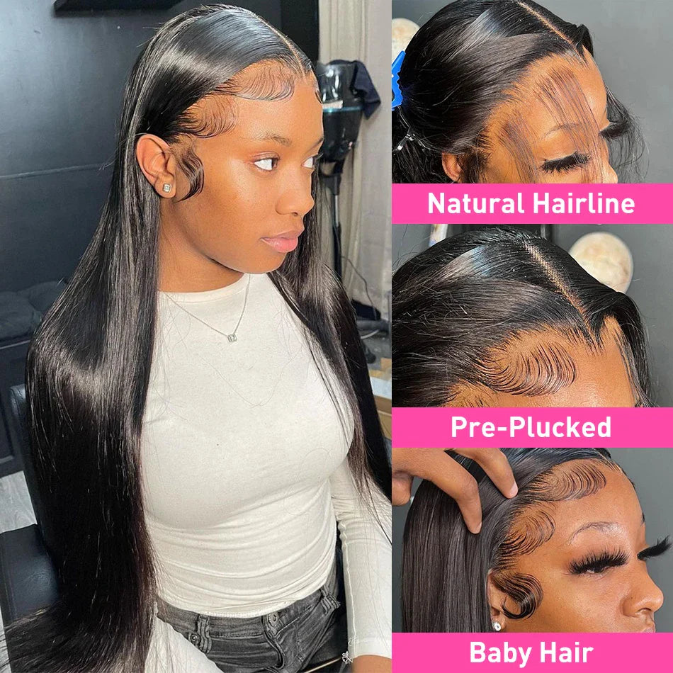 Transparent 360 Lace Frontal Wig 4x4 Lace Closure Wig Straight 13x4 Lace Front Human Hair Wigs For Black Women 30 Inch