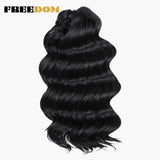 FREEDOM Deep Wavy Twist Crochet Hair 16 Inch Synthetic Curly Crochet Braids Hair High Temperature Fiber Braiding Hair Extensions