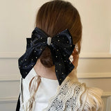 New Retro Flocking Bowknot Hair Clips Trendy Black Ponytail Holder Hairpins Hairgrips Barrettes For Women Party Hair Accessories