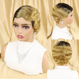 Short Finger Wave Wig Brazilian Human Hair Wig for Black Women Brown Blonde Short Ocean Wave Wig Peruca Burgundy Pixie Cut Wigs