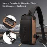 Anti-theft Tape Bag Portable Backpack with USB Charging Port Male PU Shoulder Outdoor Sports Crossbody Bag Men Fashion Chest Bag