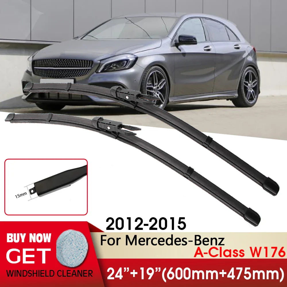 Car Wiper Front Wiper Blades 24"+19" For Mercedes-Benz A-Class W176 2012-2015 Pinch Tab Arm Windshield Windscreen Front Window