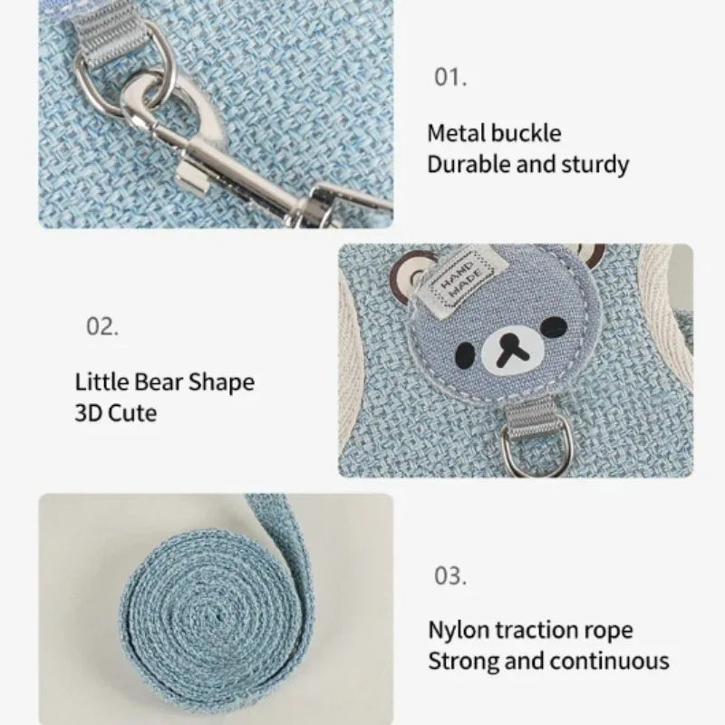 Cute Rabbit Harness Leash Set Bunny Pet Accessories Small Pet Carrier Teddy Bear Cat Leash Rabbit Collar Small Animal Supplies