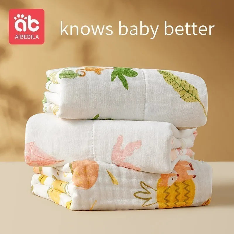 AIBEDILA Baby Towel for Babies Muslin Towels New Born Baby Items Stuff Things Cotton Bath Newborn Hand Stitch Shower Face AB2938