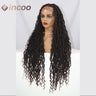 32 Inch Full Lace Wigs For Black Women Bohemian Medium Lace Wig Synthetic Braided Lace Front Wig With Curly Ends Knotless Braids