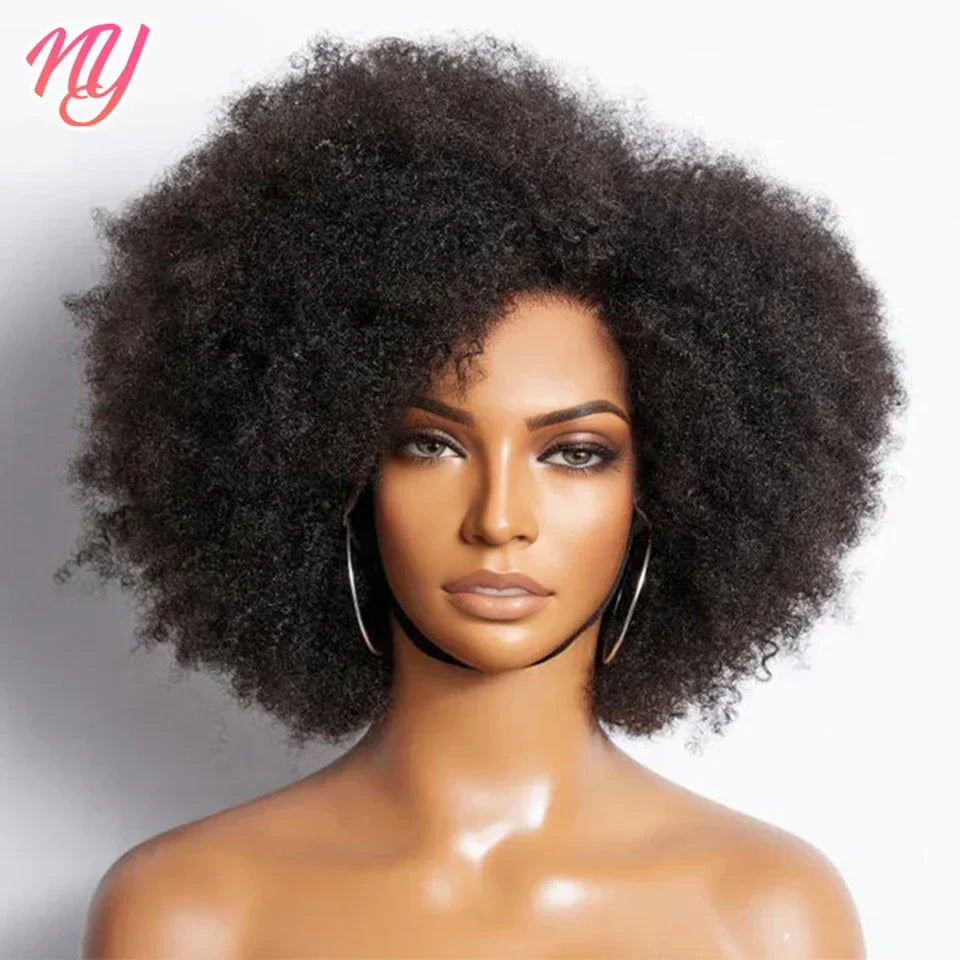 Afro Kinky Curly Lace Front Wig Brazilian Remy Human Hair HD Lace Natural Hairline 13X4X2 Glueless Afro Short Bob Human Hair Wig