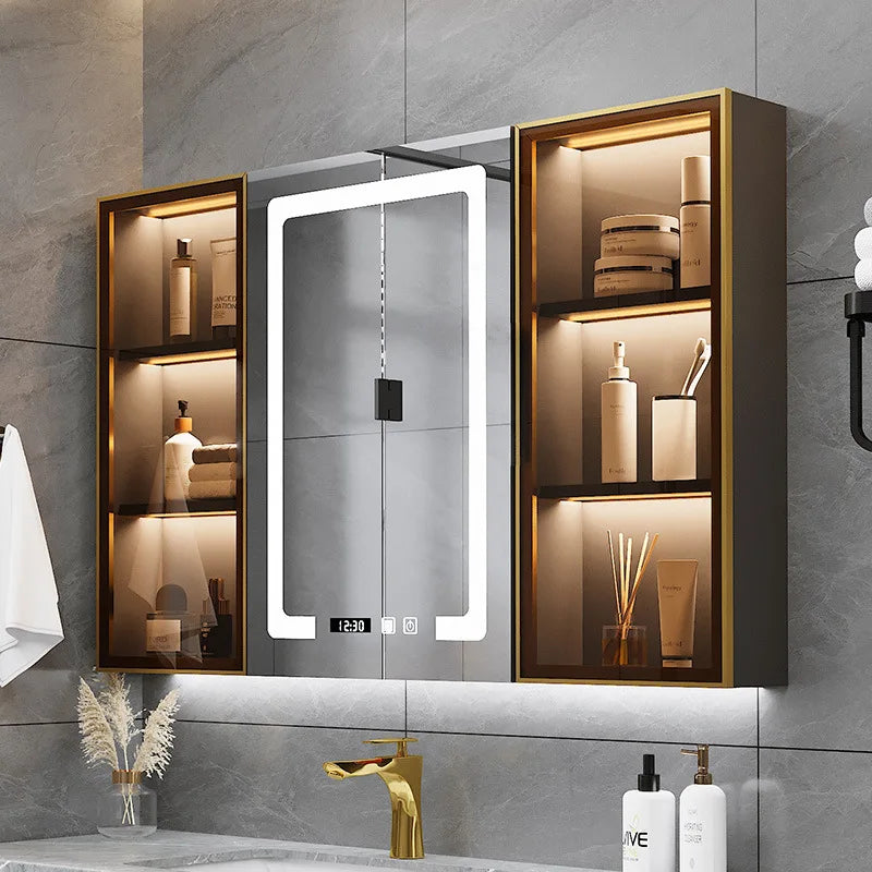 Metal Washbasin Bath Dressing Mirrors Bathroom Cabinet Storage Drawer Display Bath Mirror Wall Shelf Smart demist Room Furniture