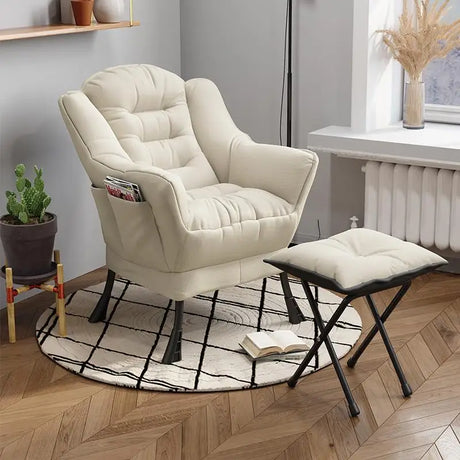 New Living Room Chairs Lazy Leisure Home Light Back chair sofa chair Bedroom Home comfortable Sofa Chair Armchair with Footrest