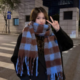 Luxury Plaid Scarf Winter Warm Cashmere Women Long  Female Scarves Lady Tassel Shawl Wraps 2023 Design New