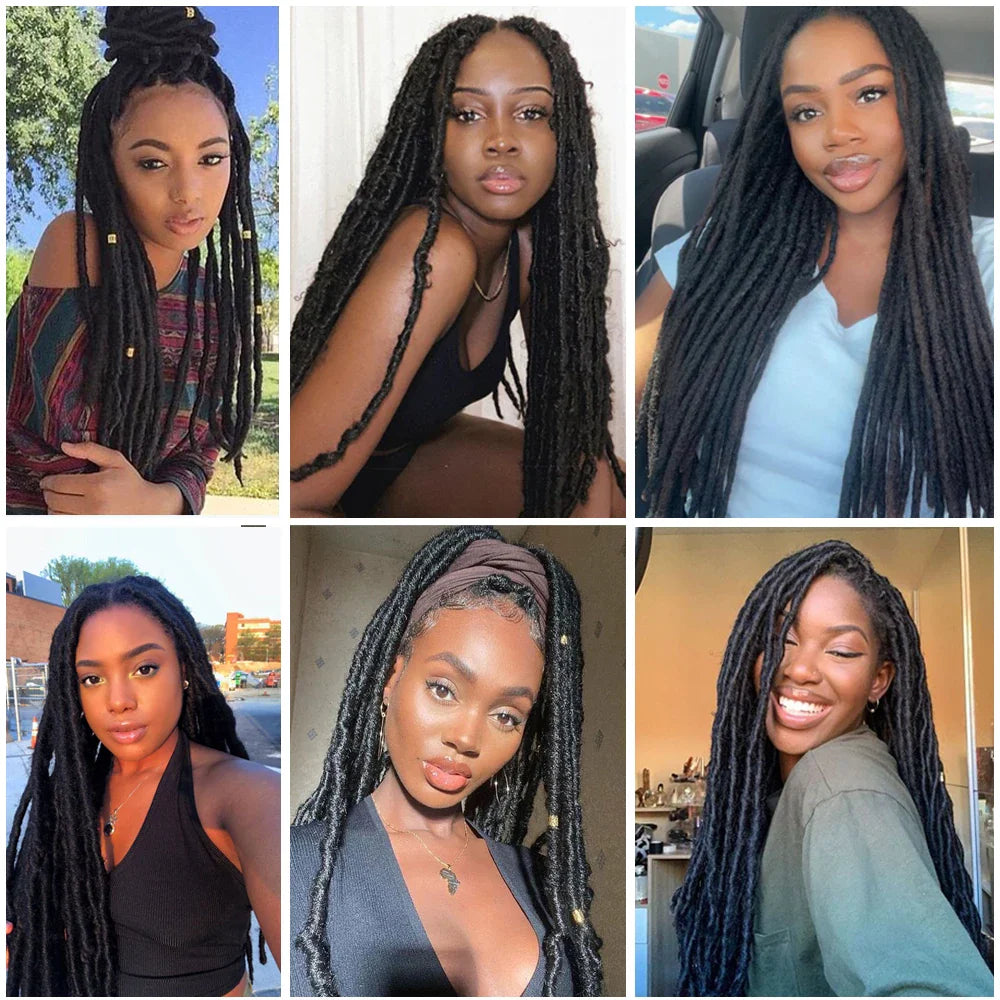 X-TRESS Full Lace Braided Wigs Faux Locs Synthetic Lace Front Wig for Women 32 Inch Long Straight Dreadlocks Free Part Lace Wigs