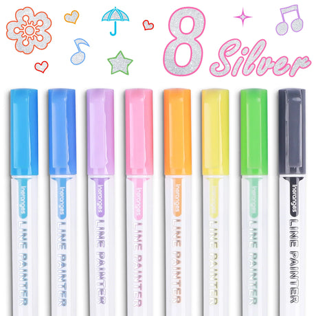 8/9/12/24 Highlighter Color Double Line Contour Pens Contour Marker Double Line pens Magic Contour Marker Pens for art, painting