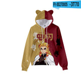 Anime Demon Slayer Hoodies Women Cat Ears Cartoon Sweatshirt Tops Kamado Nezuko 3D Harajuku Boys Girls Cosplay Costume Pullover