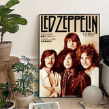 Band L-Led Z-Zeppelin Wallpaper Poster Kraft Club Bar Paper Vintage Poster Wall Art Painting Bedroom Study Stickers