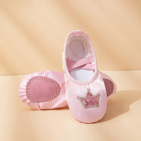 Girl's Satin Ballerina with Embroidered Dance Shoes Ballet Slipper Flats Split Leather Sole Gymnastics  (Toddler/Little Kid/Big)