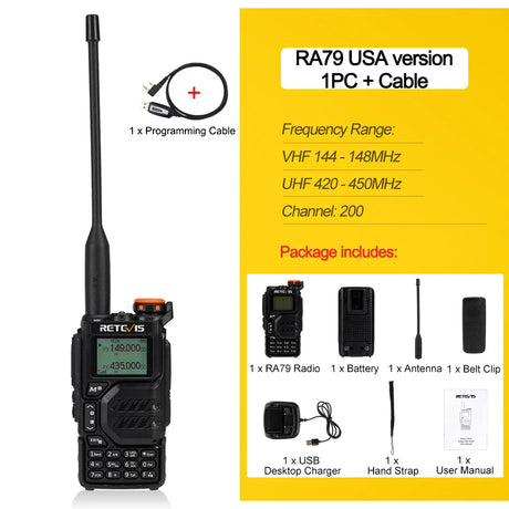 Retevis RA79 Aviation Band Walkie Talkie AM FM Airband Two Way Radio USB C Charge Ham Radio Quansheng UVK5 uvk5 Walkie-talkie