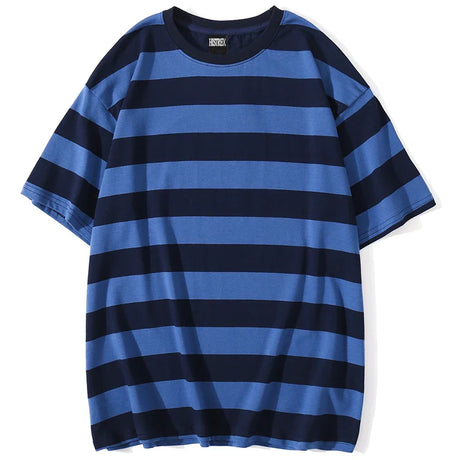 HISTREX 50 Colors Men Women Stripe T Shirt 100% Cotton T-shirt Summer Vintage Crewneck Y2K Oversize Tshirts Tops Tee Women 200g