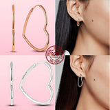 Earrings 925 Silver Asymmetrical Heart Hoop Earrings for Women Fashion Trendy Sterling Silver 925 Earring Original Jewelry Gift