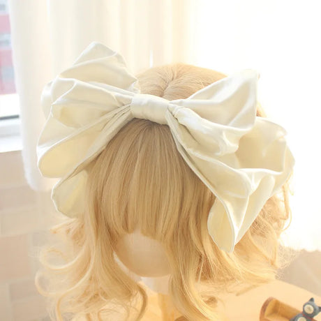 Lolita Handmade Cute Headwear Girls Oversized Bow Headband Lolita Hair Accessories Satin Multicolor