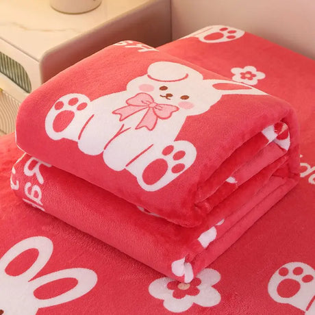 Sanrio hello kitty comforter Girl Spring Autumn Winter Flannelette Blanket Cartoon Cute Bed Sheet Quilt Student Dormitory duvet