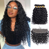 Brazilian Water Wave Bundles With Frontal 13x4 100% Human Hair 3 4 Bundles With Closure 4x4 Remy Hair Lace Frontal With Bundles