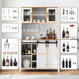 Bar Cabinet with Sliding Door, with Storage Shelves, with Wine and Glasses Rack, Sideboard Cupboard for Kitchen, Dining Room