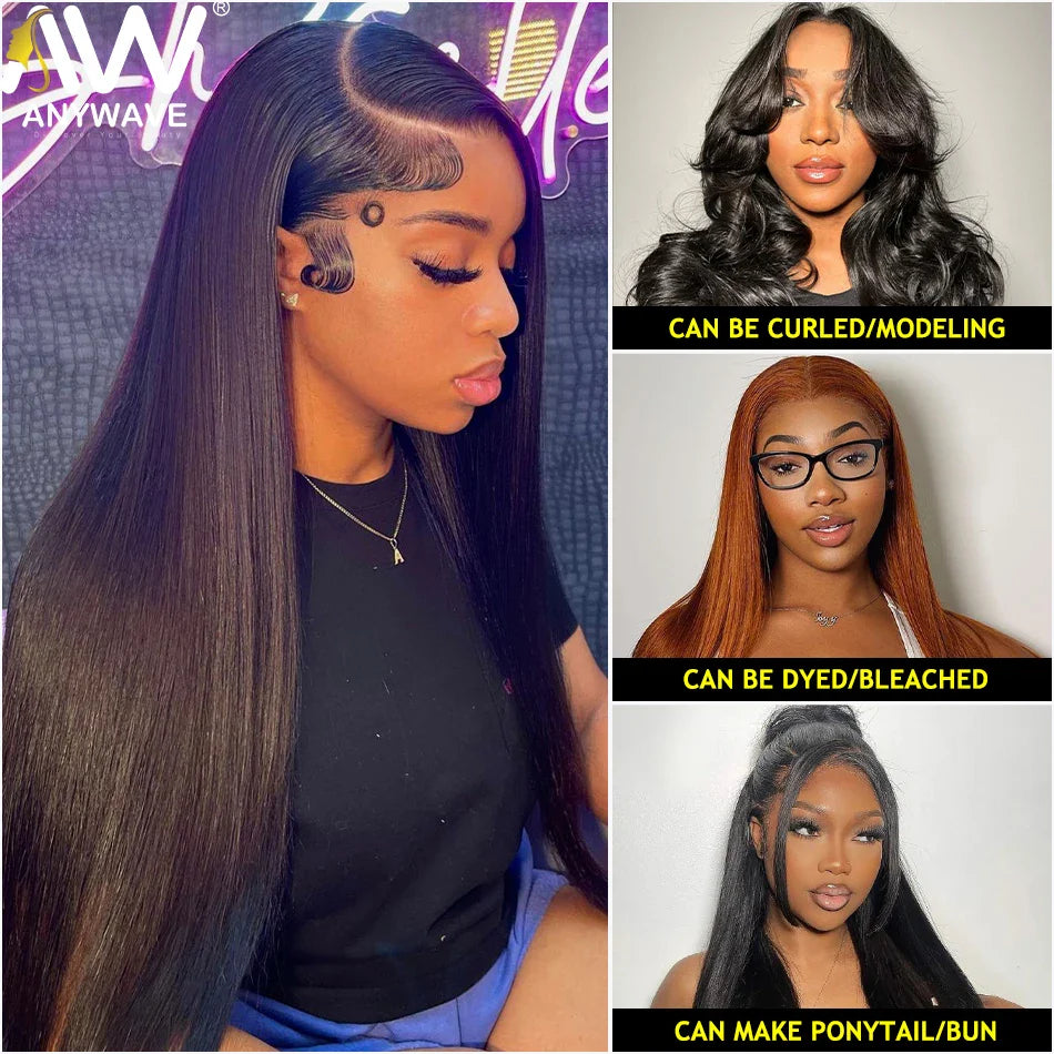 13x4 Transparent Lace Frontal Human Hair Wig Glueless Pre-Plucked 4x4 Lace Closure Wigs 250 Density Straight Brazilian For Women