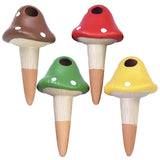 4Pcs Self-Watering Mushroom Spikes Portable Automatic Terracotta Globe Small Potted Plant Waterer Cute Garden Device