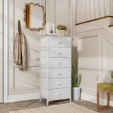 Furnulem White Dresser, Tall Storage Tower Standing Organizer with 6 Drawers for Bedroom, Office, Dorm, Living Room,