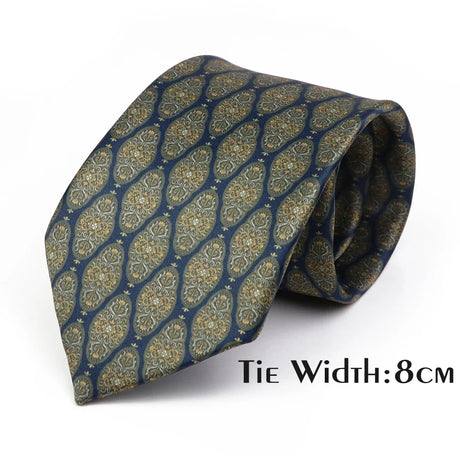 Vintage Floral Geometric Print Necktie Unique Style Mens Fashion 7cm/8cm Jacquard Tie Wedding Party Suit Cravat Skinny Gift