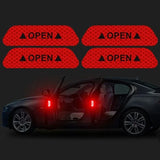 4PCS/set Car Door Stickers Universal Safety Warning Mark OPEN High Reflective Tape Auto Driving Safety Reflective Strips