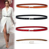 New Fashion Women's Genuine Leather Belts Design Thin Soft Cowhide Belt For Women Punk Silver Buckle Cow Leather Strap For Dress