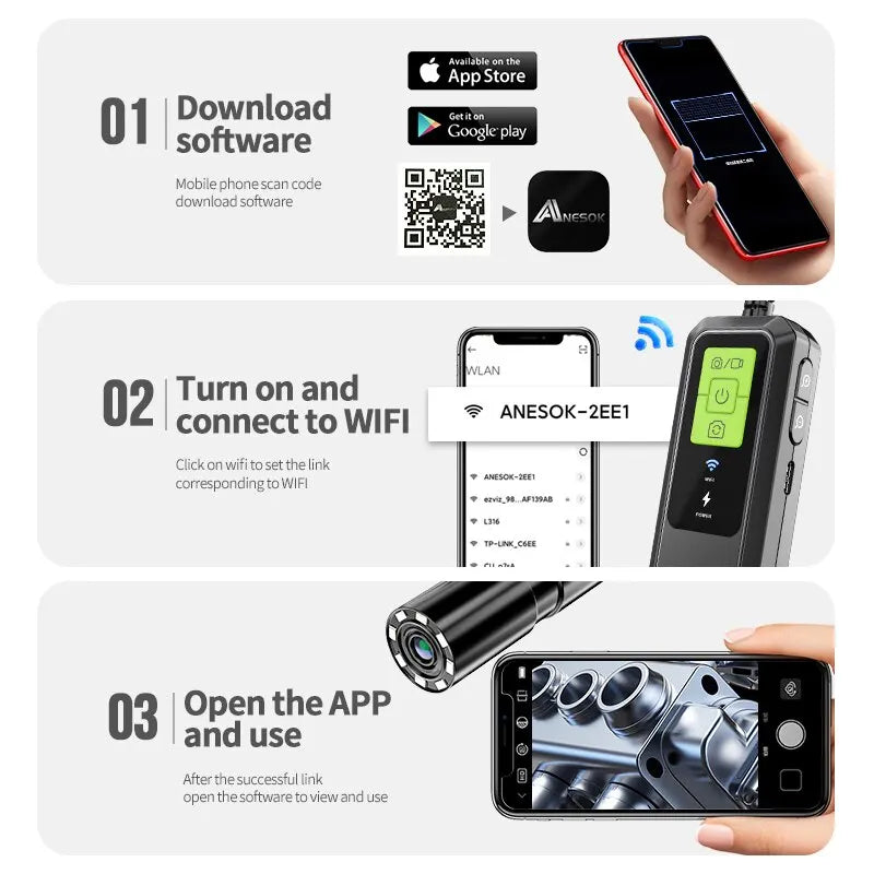 Wireless Endoscope 1080P Single & Dual Lens WiFi Borescope Inspection Camera Waterproof Snake Pipe Camera For Android IOS