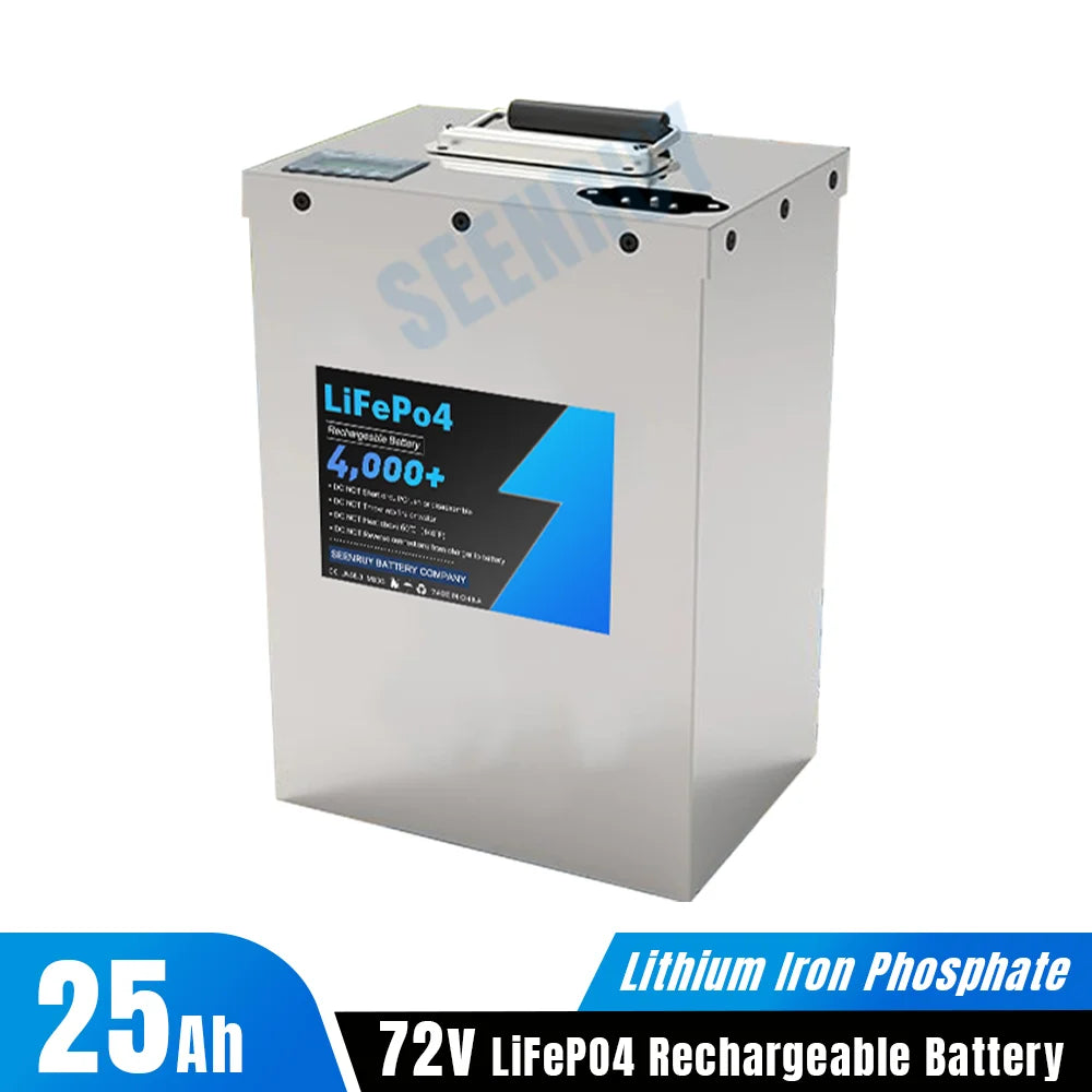 72V 25Ah Lifepo4 Battery Pack Built-in 30A BMS Optional Bluetooth for 1000w 1.5kw 2000w Scooter Electric Bike Bicycle +Charger